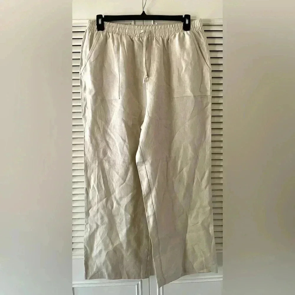 NWOT Joie Women’s Flax 100% Linen Wide Leg Drawstring Pants SZ XL
